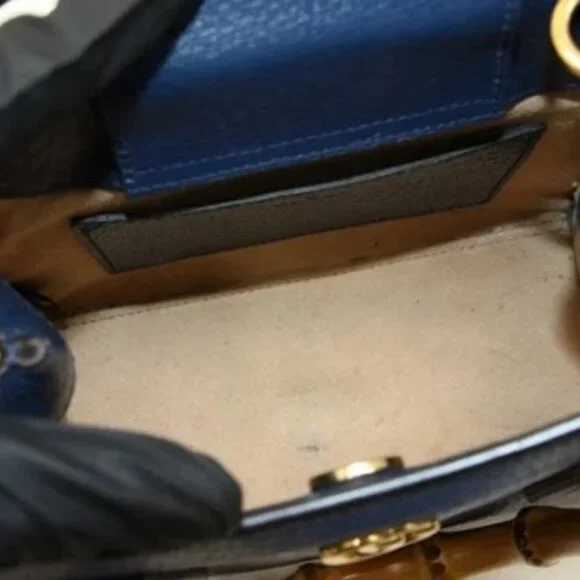 GUCCI Diana NM Bamboo Handle Tote Leather Mini - Blue - Picture 11 of 13